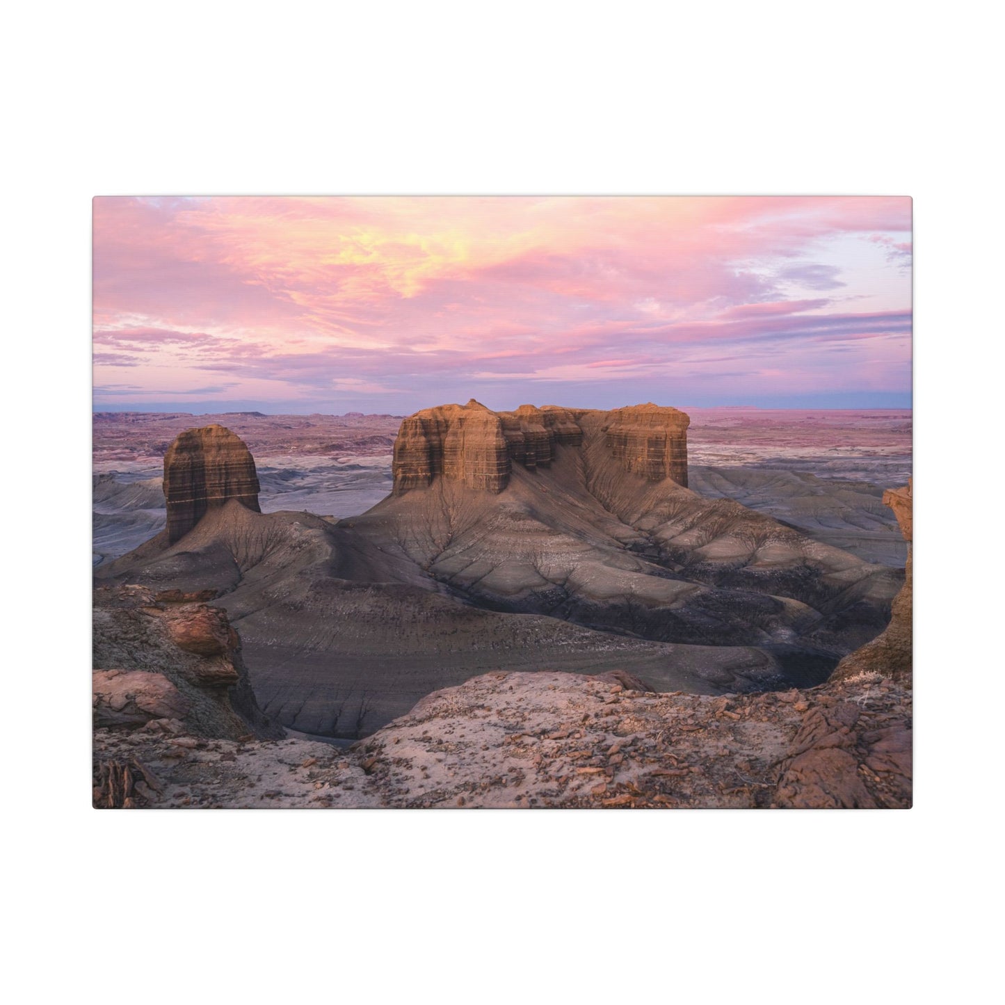 Moonscape Overlook, Utah - Desert Sunrise Canvas Wall Art - Stretched Matte Landscape Print
