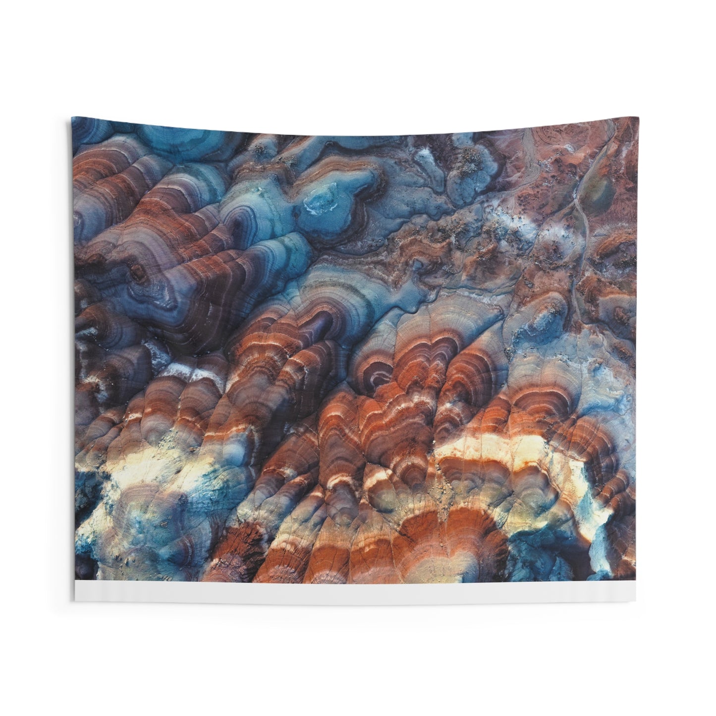 Bentonite Hills Utah - Abstract Agate Wall Tapestry – Blue & Rust Geological Pattern