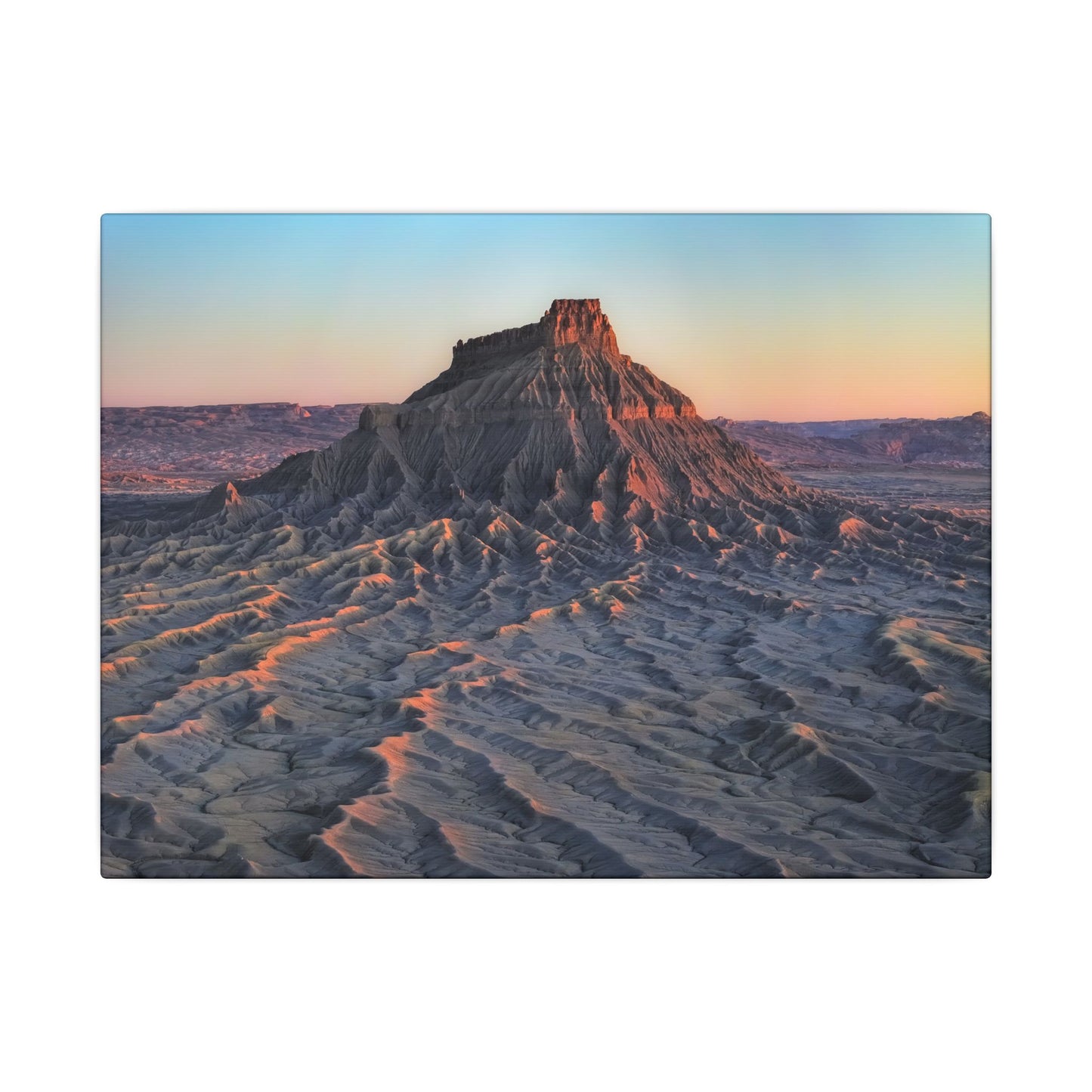 Sunset Factory Butte Canvas Wall Art — Desert Butte Landscape Print