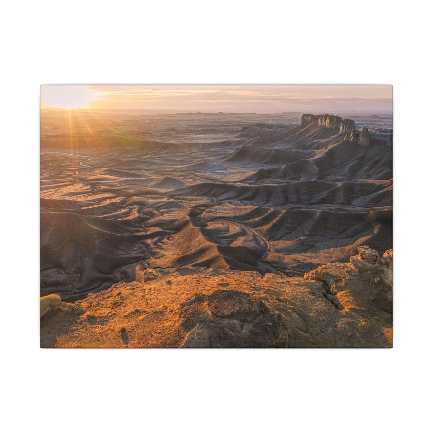 Moonscape Overlook, Utah - Desert Sunrise Landscape Matte Canvas Print — Stretched Wall Art