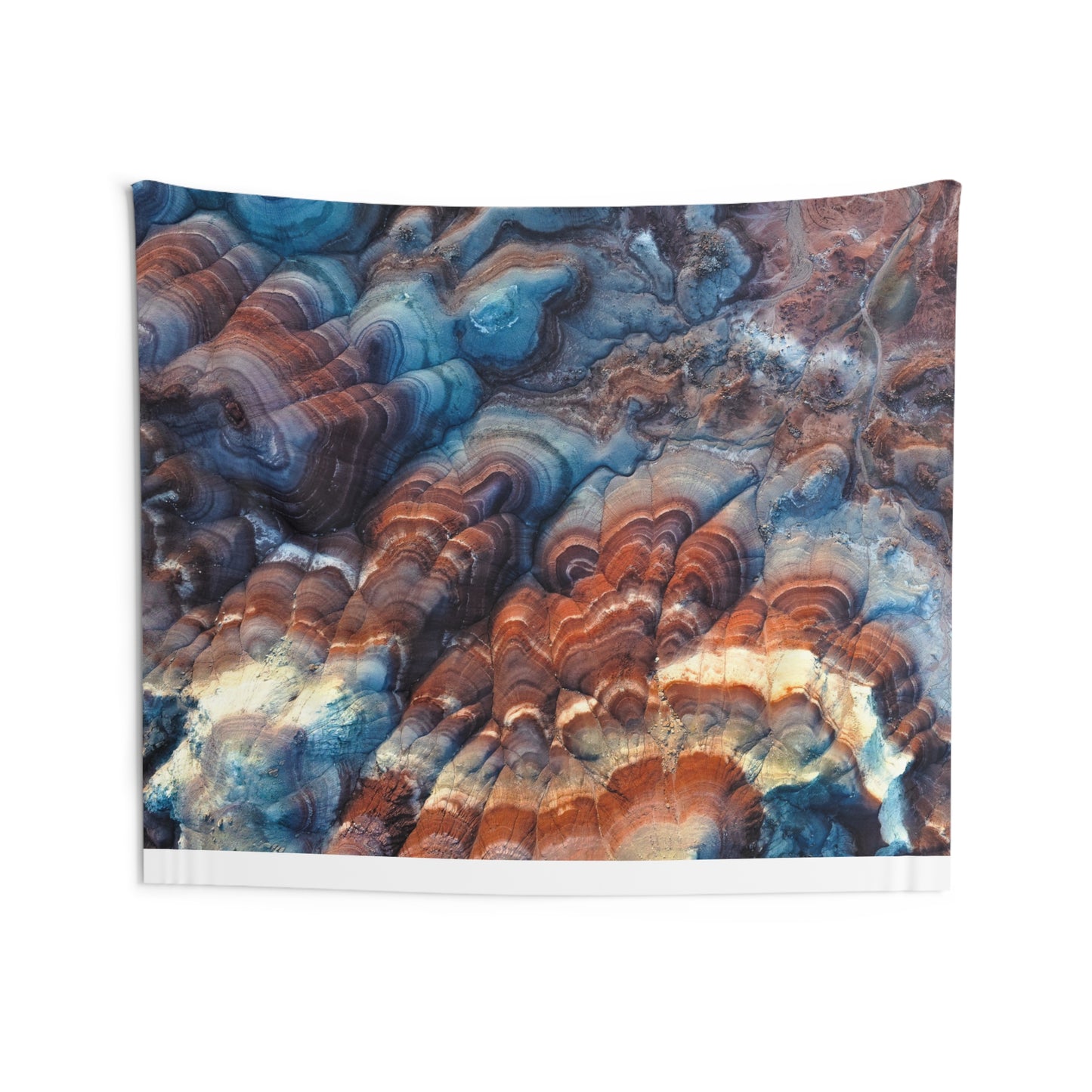 Bentonite Hills Utah - Abstract Agate Wall Tapestry – Blue & Rust Geological Pattern