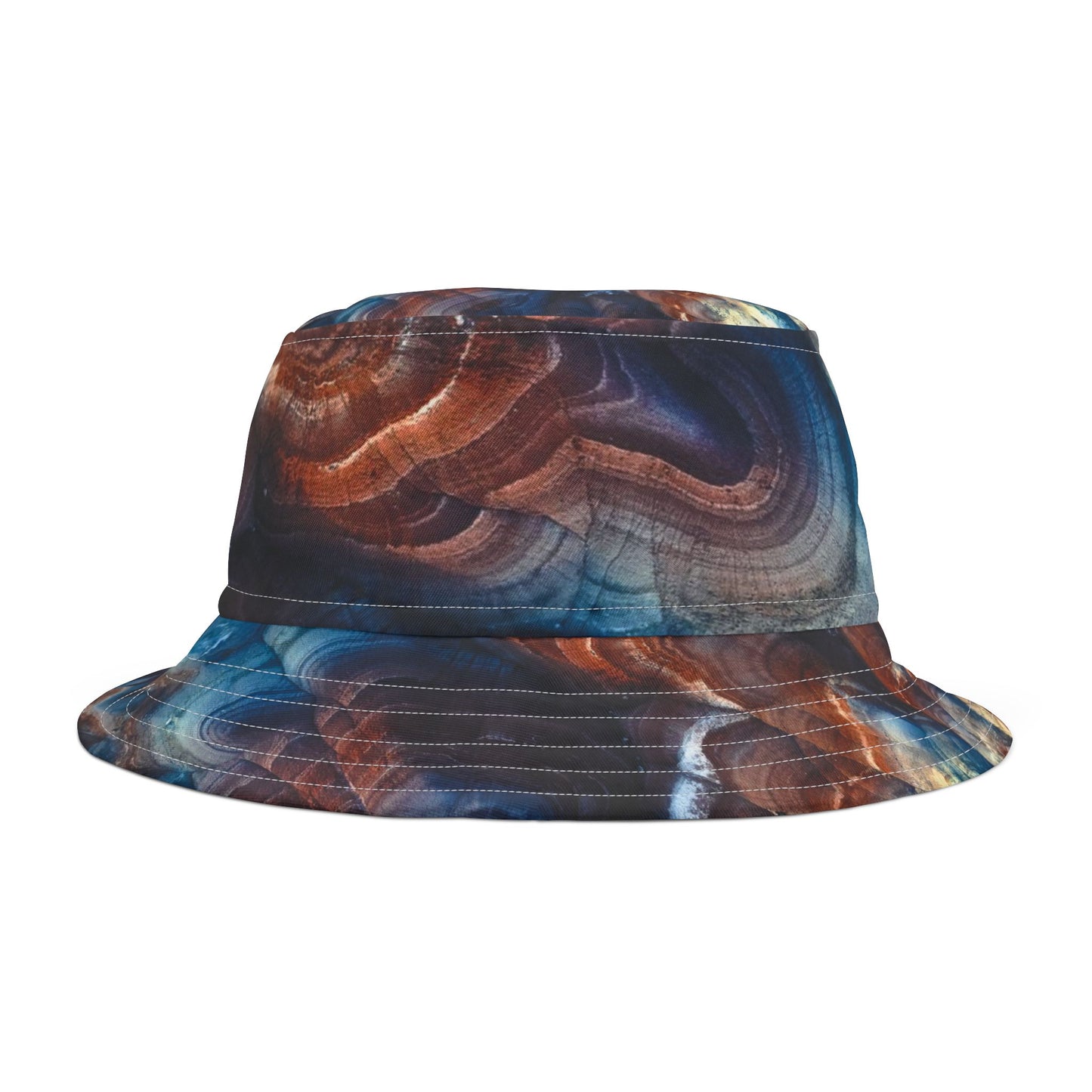 Bentonite Hills, Utah, Abstract Agate Print Bucket Hat — Colorful Swirl Pattern