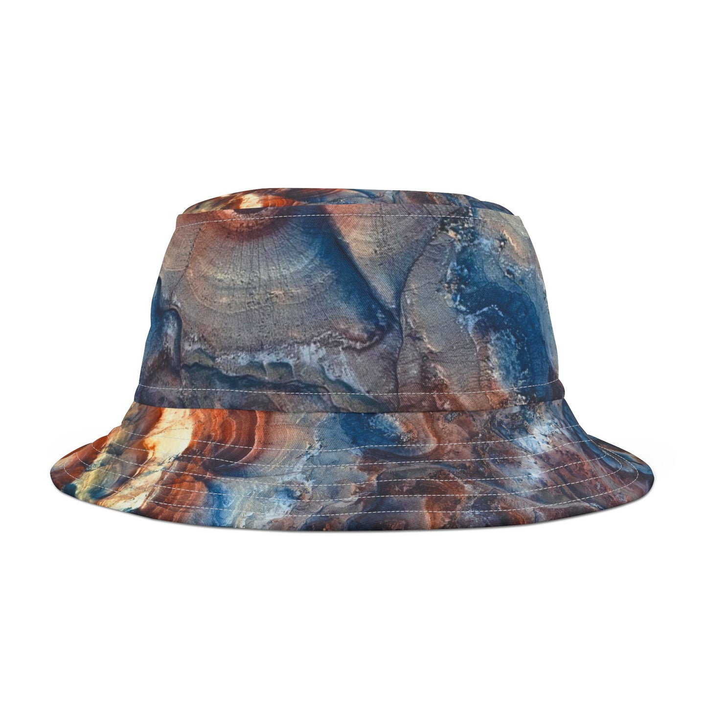Bentonite Hills, Utah, Abstract Agate Print Bucket Hat — Colorful Swirl Pattern