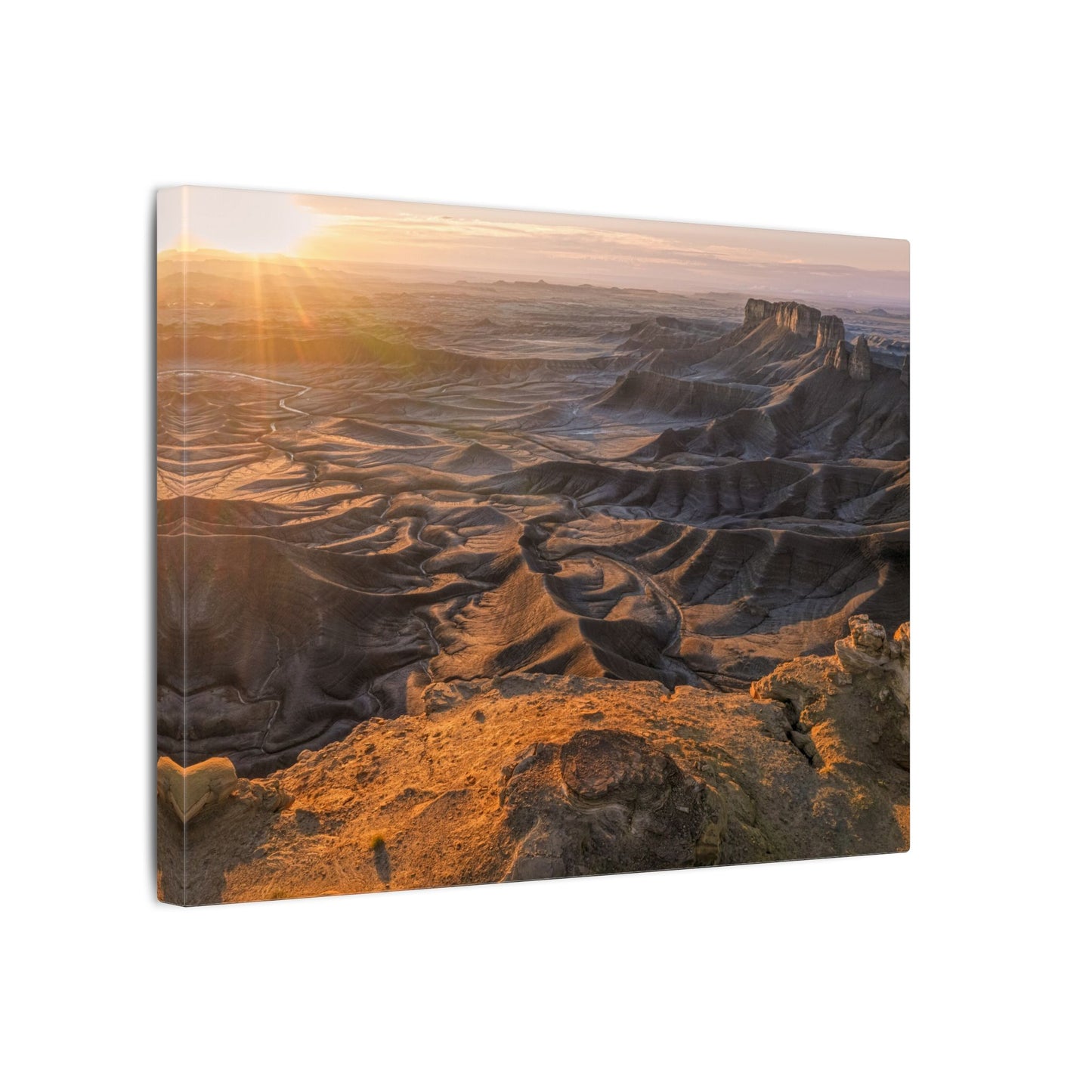 Moonscape Overlook, Utah - Desert Sunrise Landscape Matte Canvas Print — Stretched Wall Art