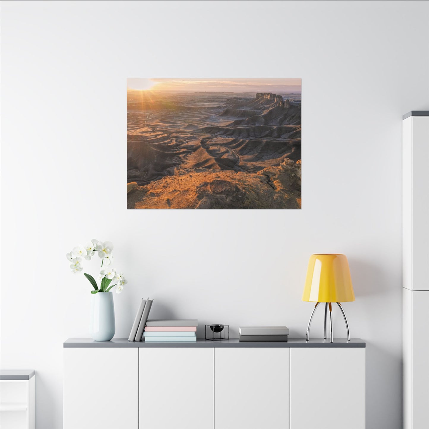 Moonscape Overlook, Utah - Desert Sunrise Landscape Matte Canvas Print — Stretched Wall Art