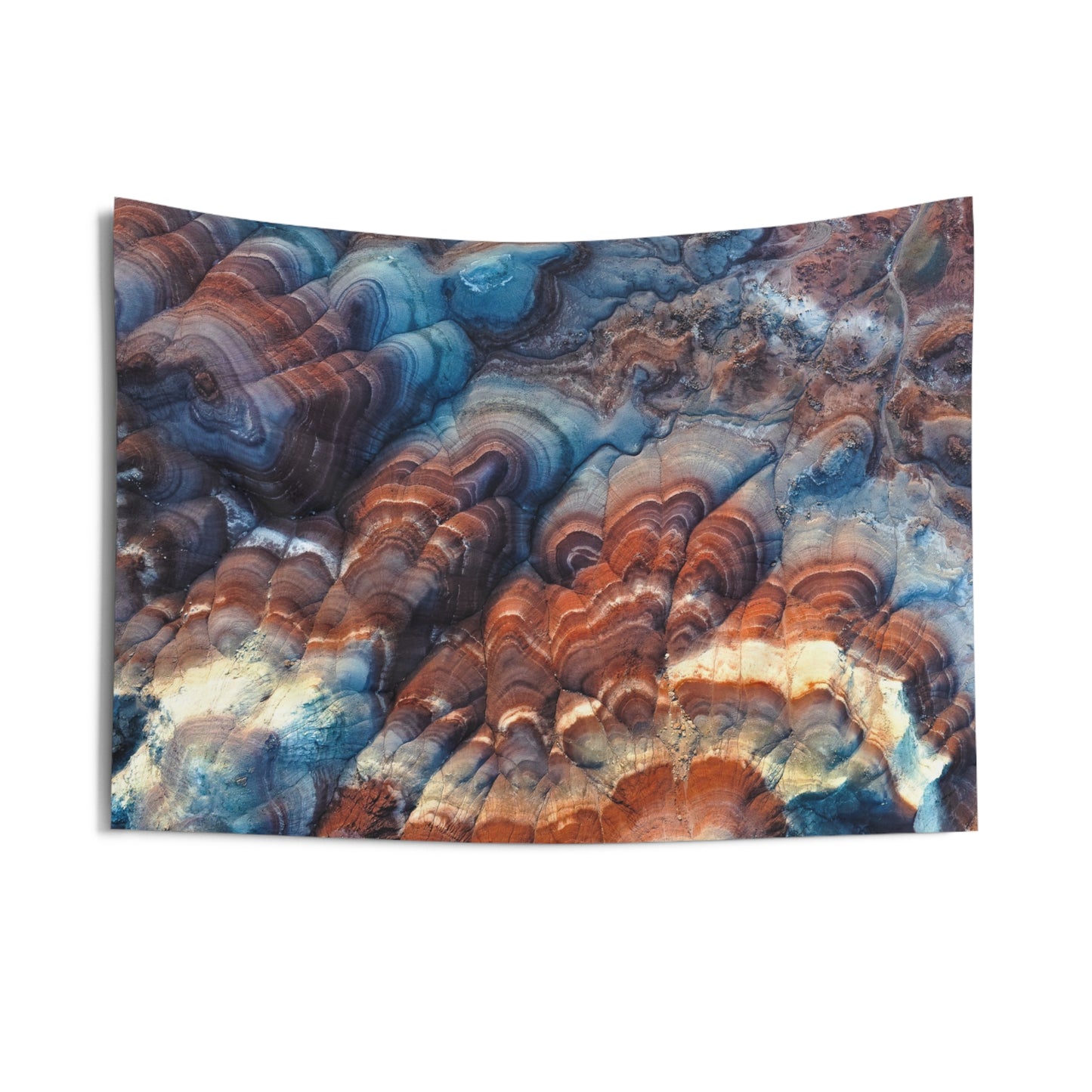 Bentonite Hills Utah - Abstract Agate Wall Tapestry – Blue & Rust Geological Pattern