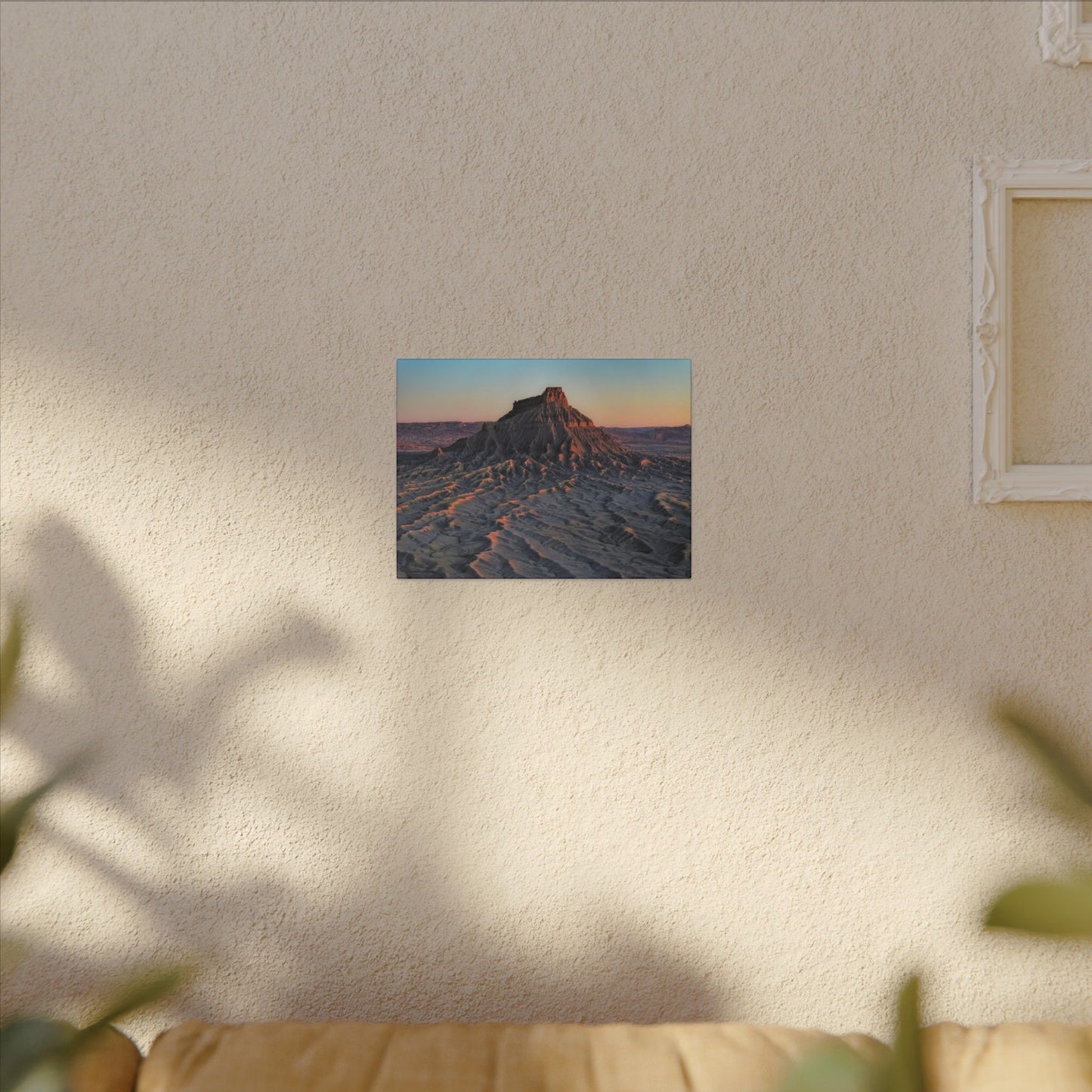 Sunset Factory Butte Canvas Wall Art — Desert Butte Landscape Print