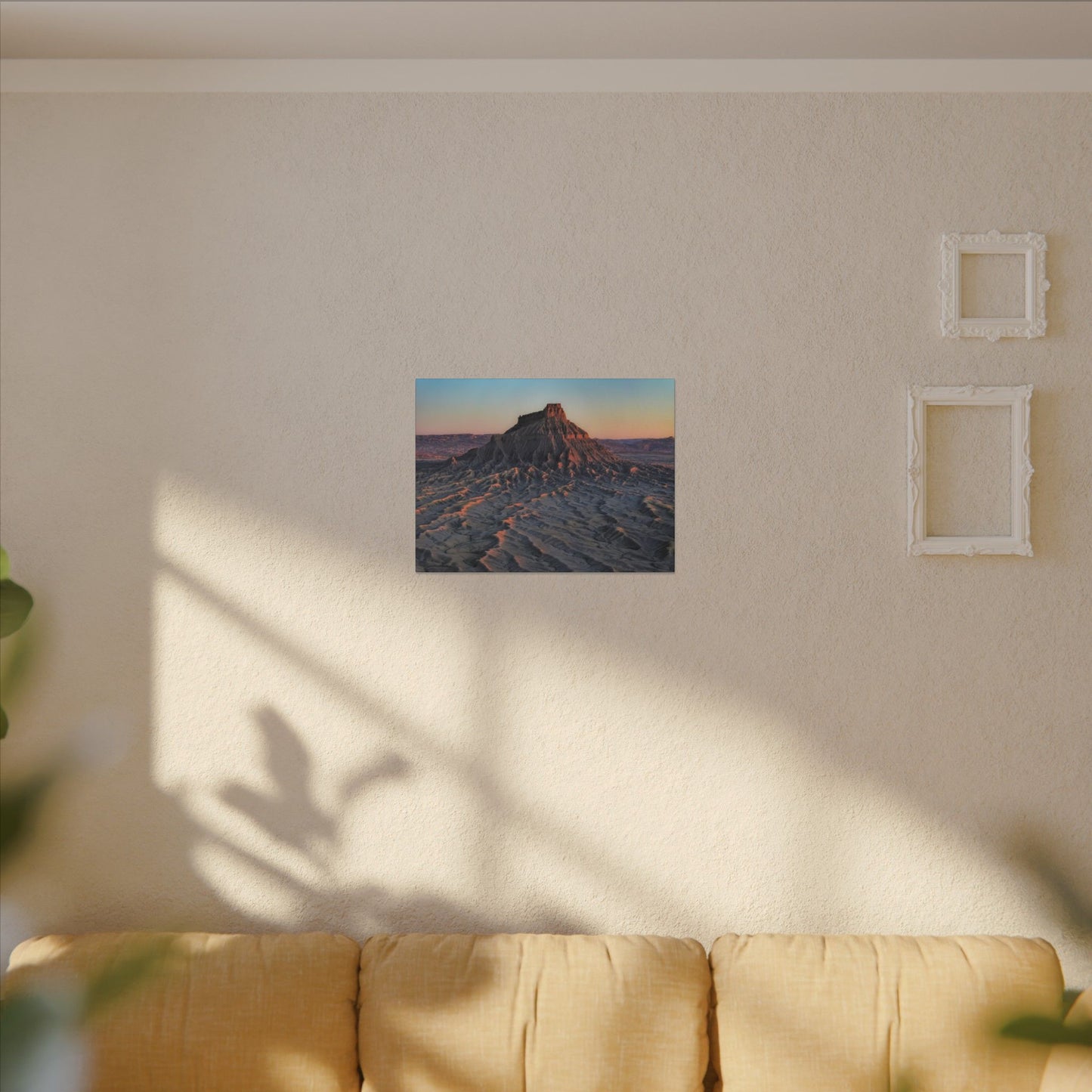 Sunset Factory Butte Canvas Wall Art — Desert Butte Landscape Print