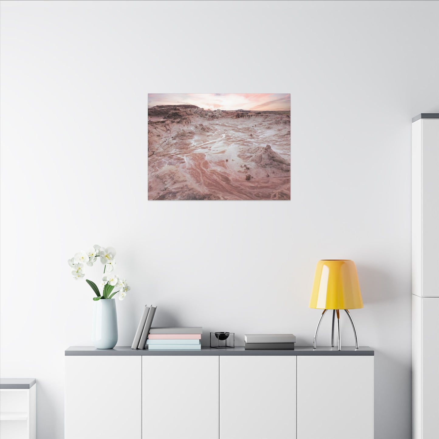 Desert Dawn Matte Canvas Wall Art — Pink Sandscape Stretched Canvas