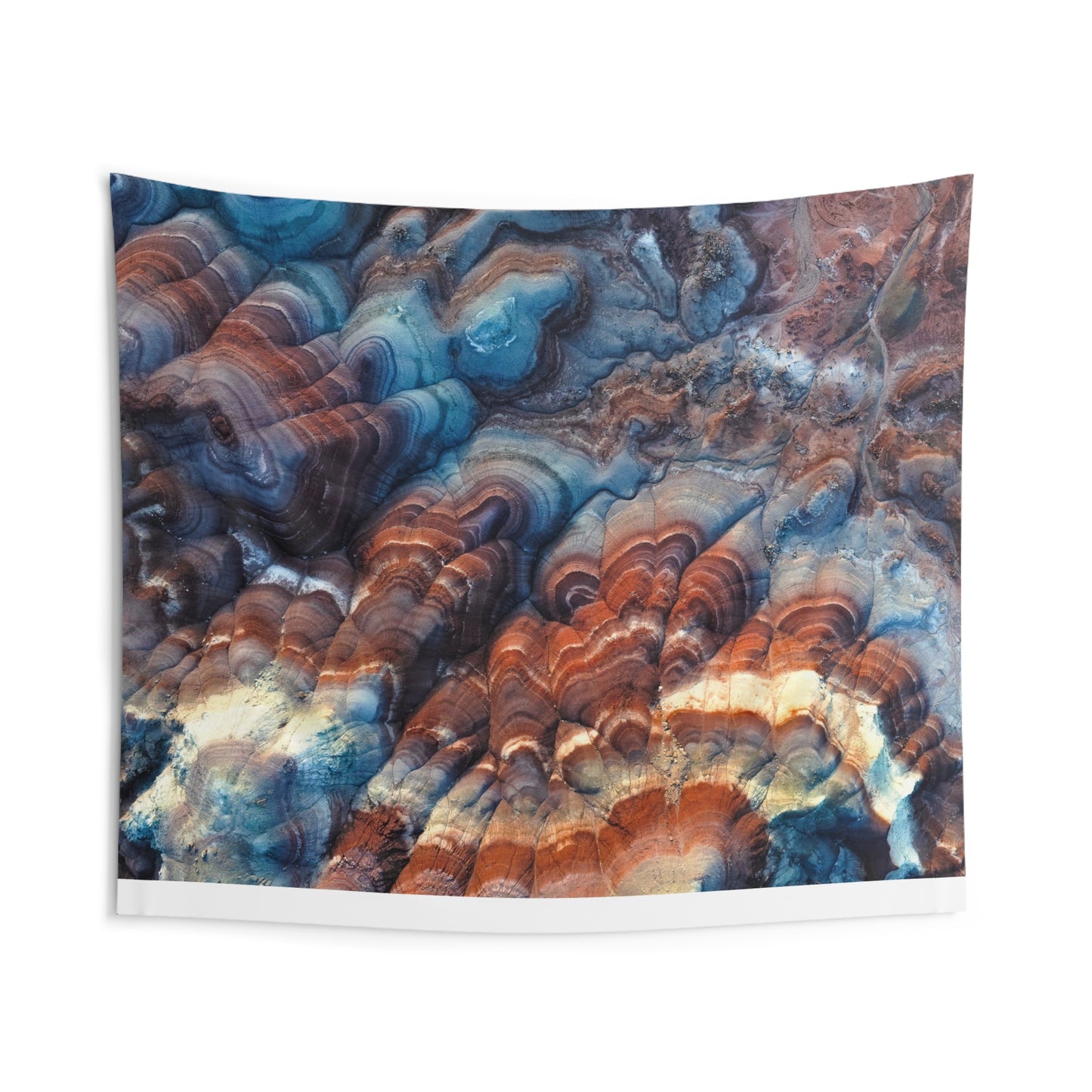 Bentonite Hills Utah - Abstract Agate Wall Tapestry – Blue & Rust Geological Pattern