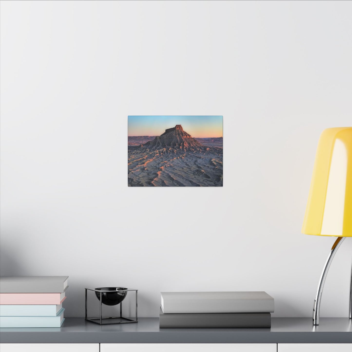 Sunset Factory Butte Canvas Wall Art — Desert Butte Landscape Print