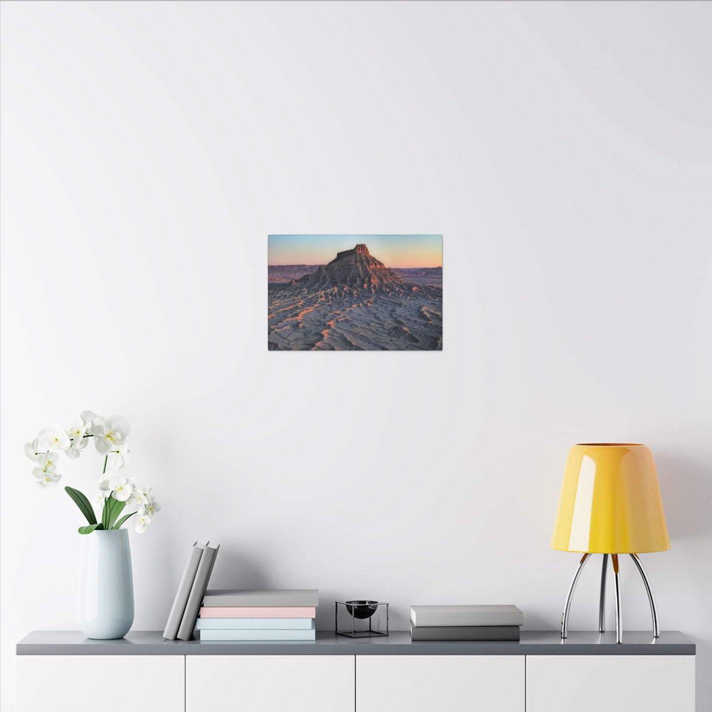 Sunset Factory Butte Canvas Wall Art — Desert Butte Landscape Print