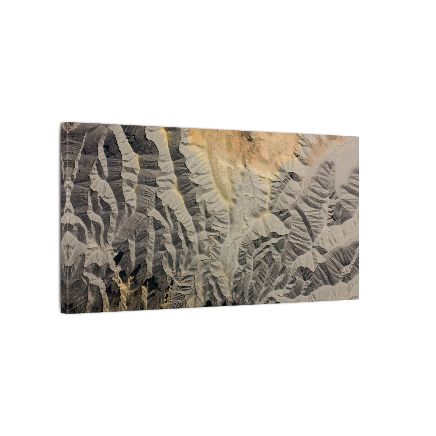 Abstract Aerial Badlands Landscape Matte Canvas Print — Neutral Geometric Wall Art