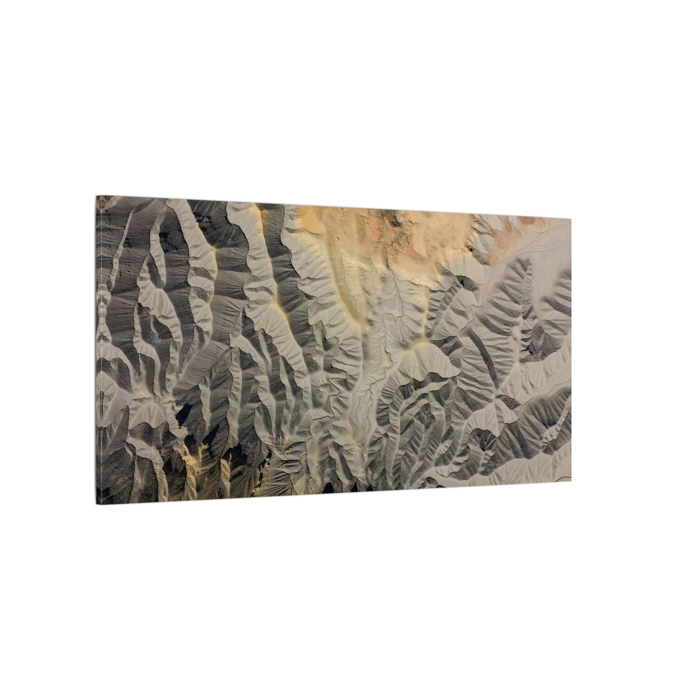 Abstract Aerial Badlands Landscape Matte Canvas Print — Neutral Geometric Wall Art