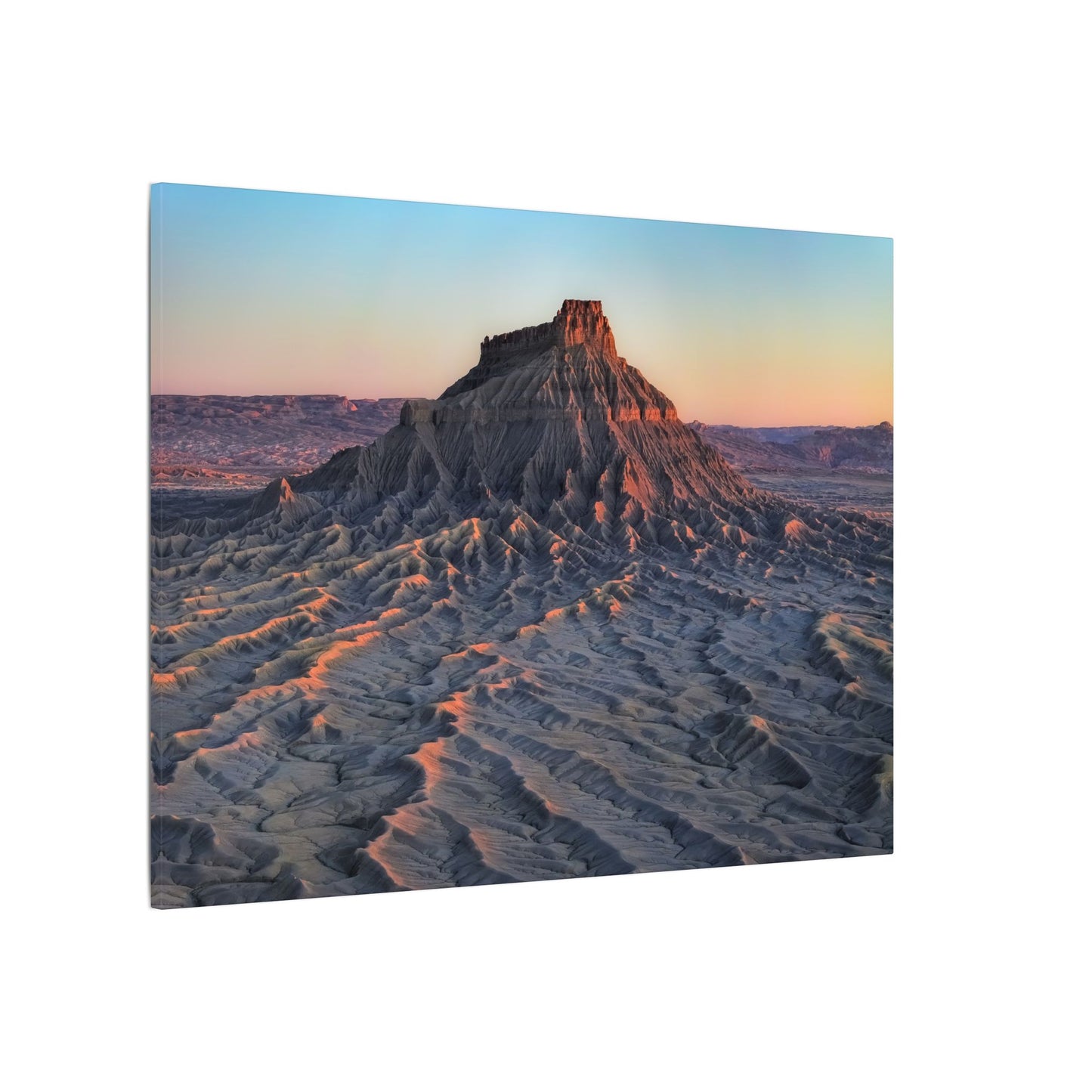 Sunset Factory Butte Canvas Wall Art — Desert Butte Landscape Print