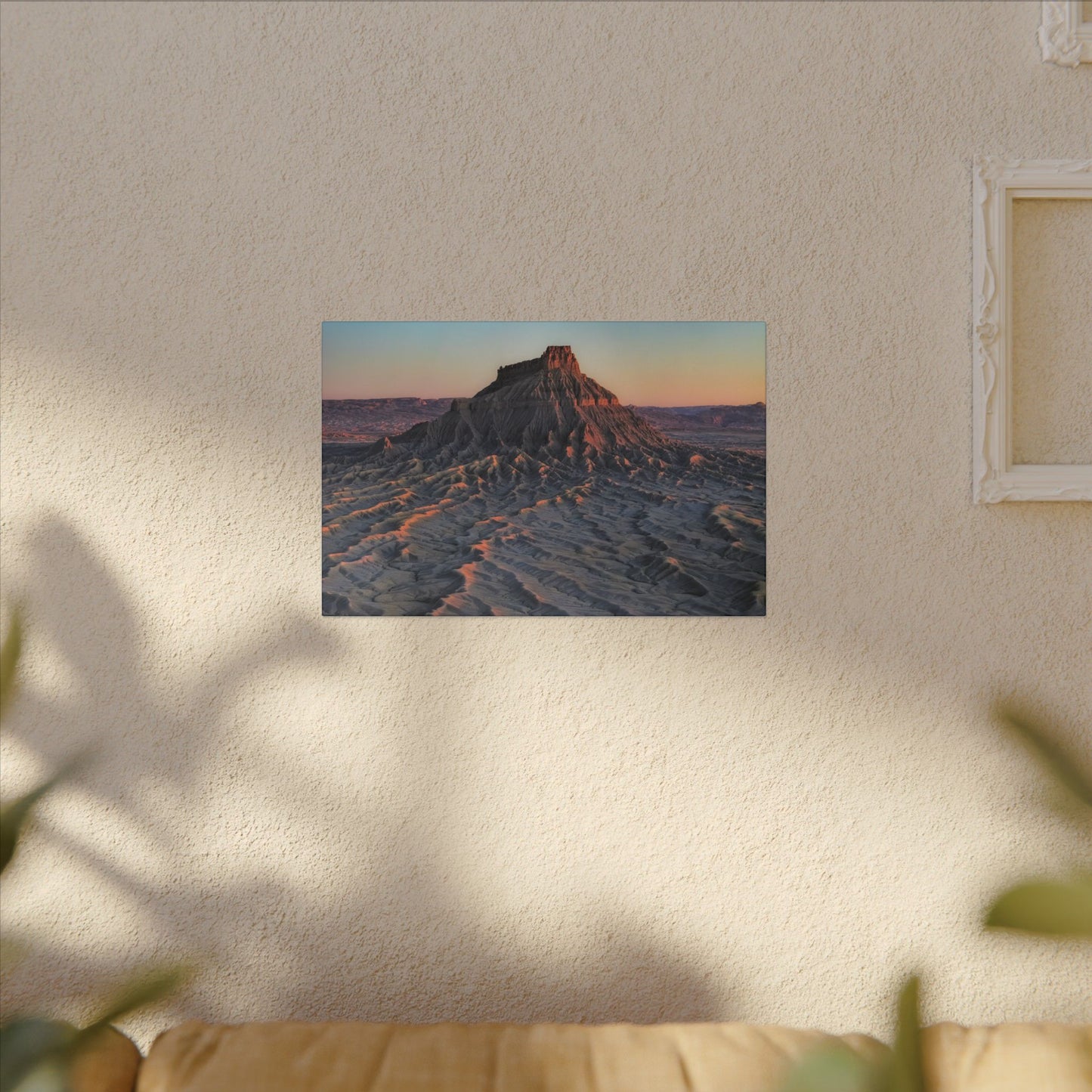 Sunset Factory Butte Canvas Wall Art — Desert Butte Landscape Print
