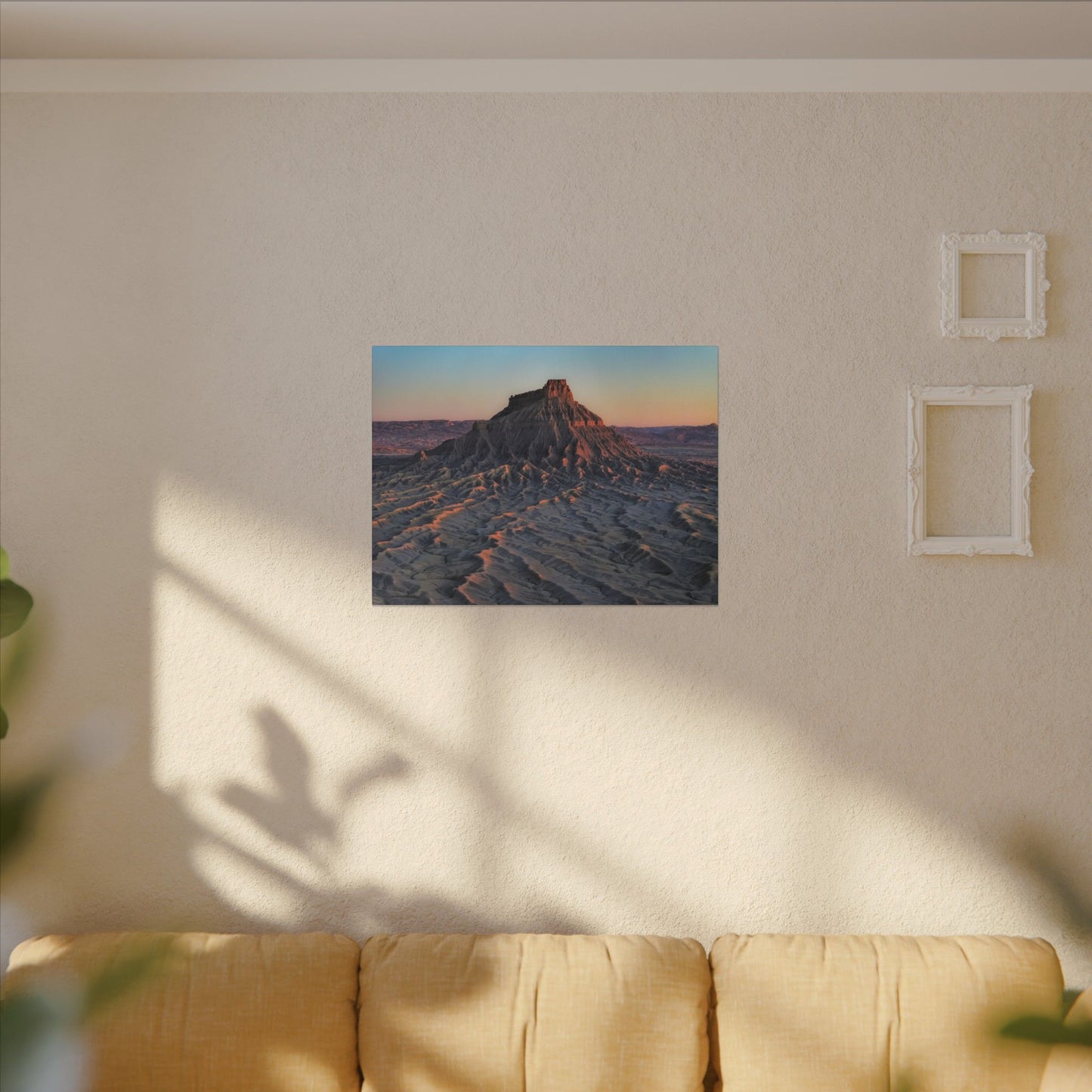 Sunset Factory Butte Canvas Wall Art — Desert Butte Landscape Print