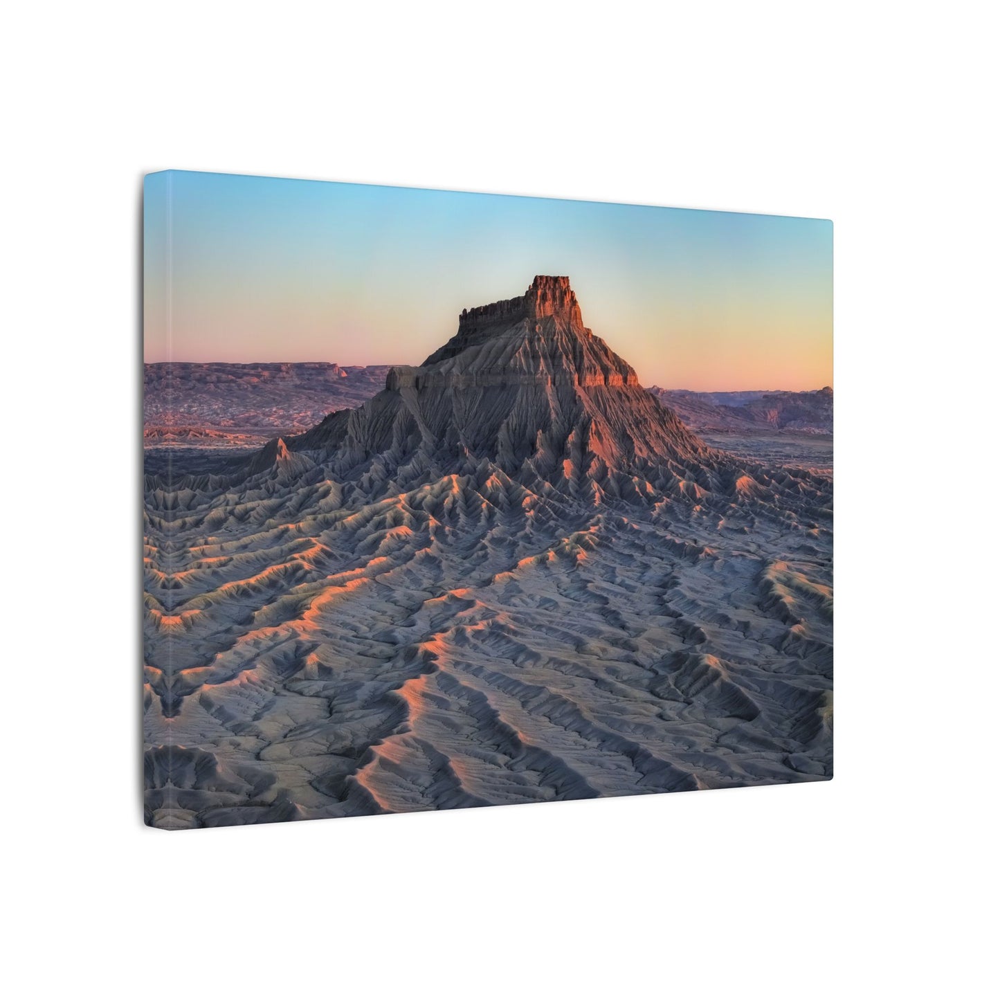 Sunset Factory Butte Canvas Wall Art — Desert Butte Landscape Print