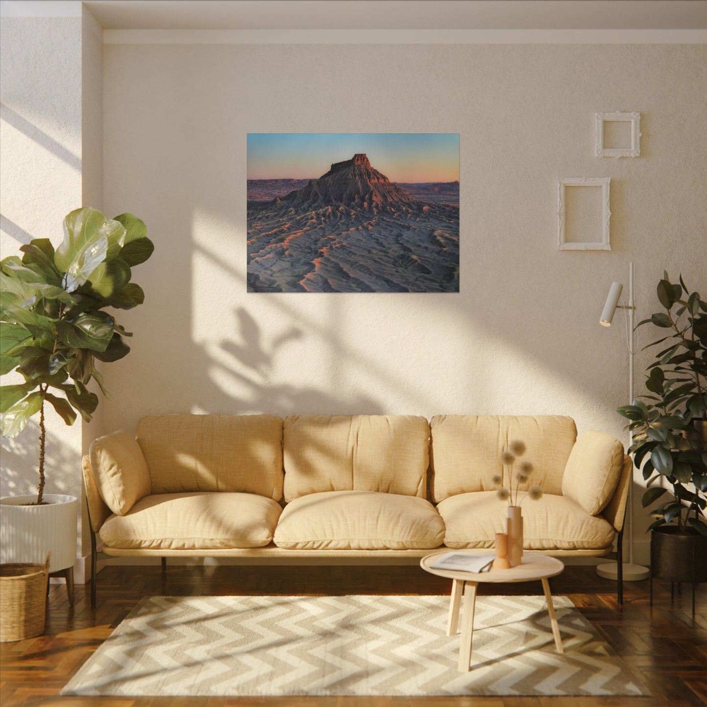 Sunset Factory Butte Canvas Wall Art — Desert Butte Landscape Print