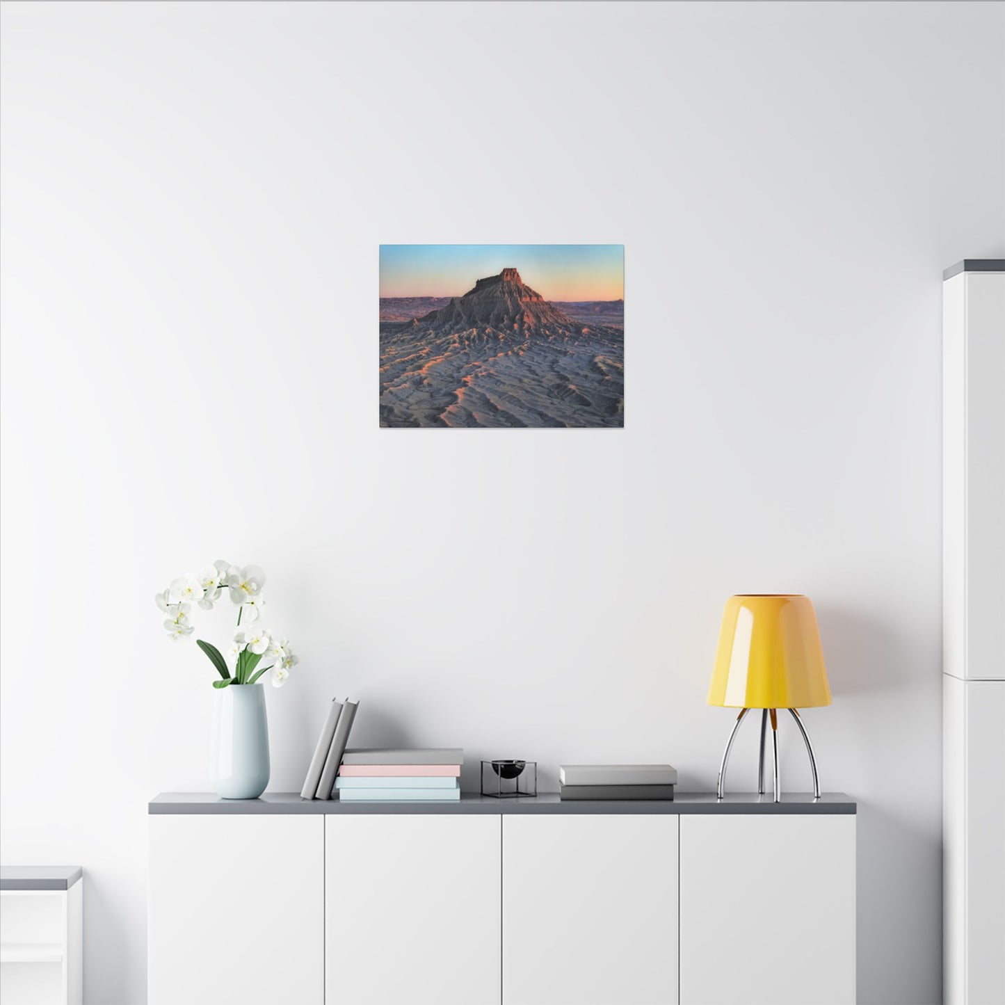 Sunset Factory Butte Canvas Wall Art — Desert Butte Landscape Print
