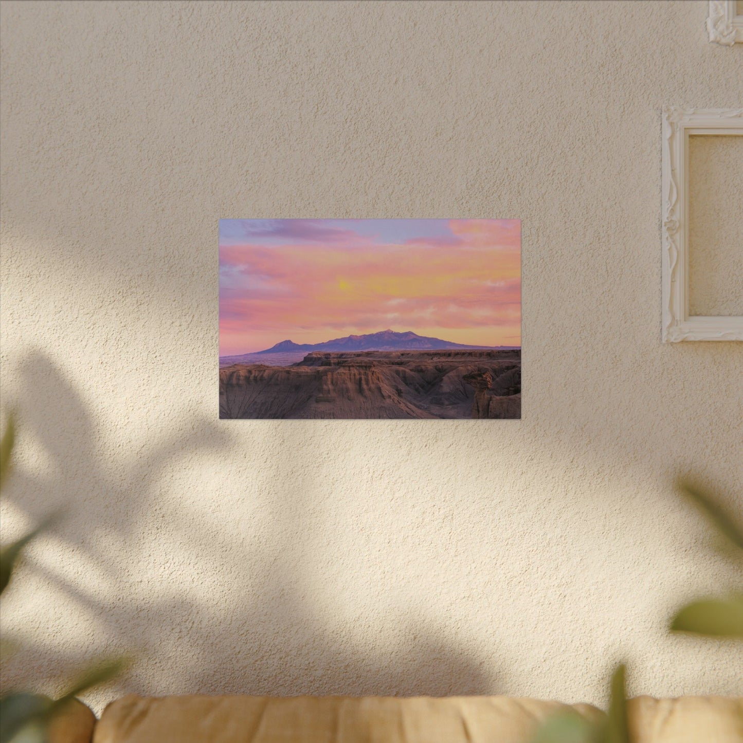 Henry Mountains - Sunset Desert Canvas Wall Art - Pink Pastel Mountain Landscape