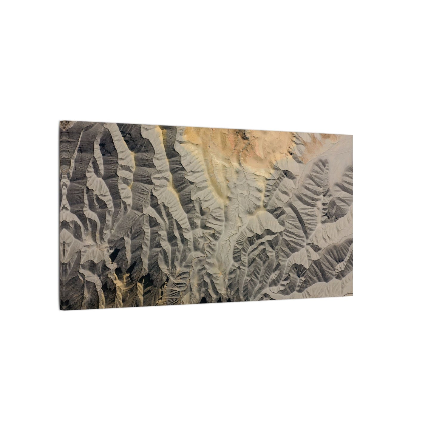 Abstract Aerial Badlands Landscape Matte Canvas Print — Neutral Geometric Wall Art