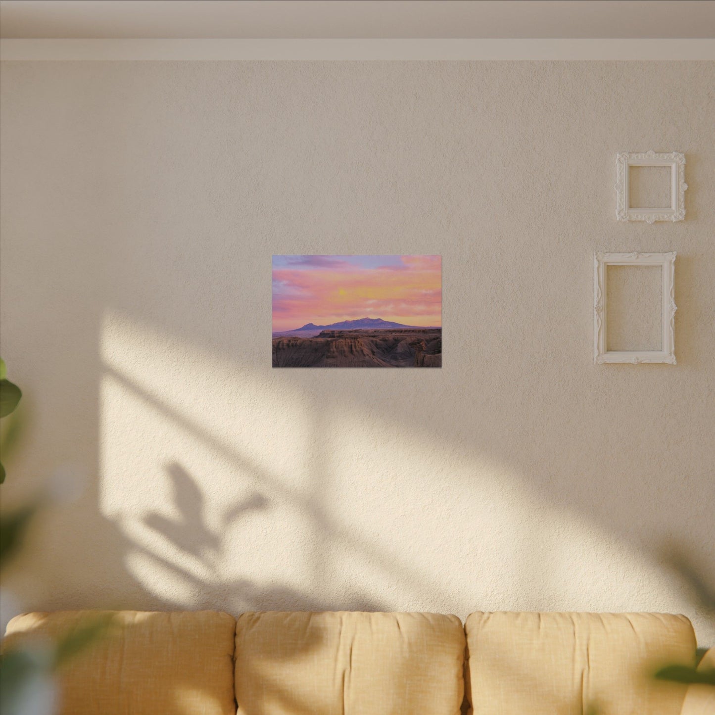 Henry Mountains - Sunset Desert Canvas Wall Art - Pink Pastel Mountain Landscape