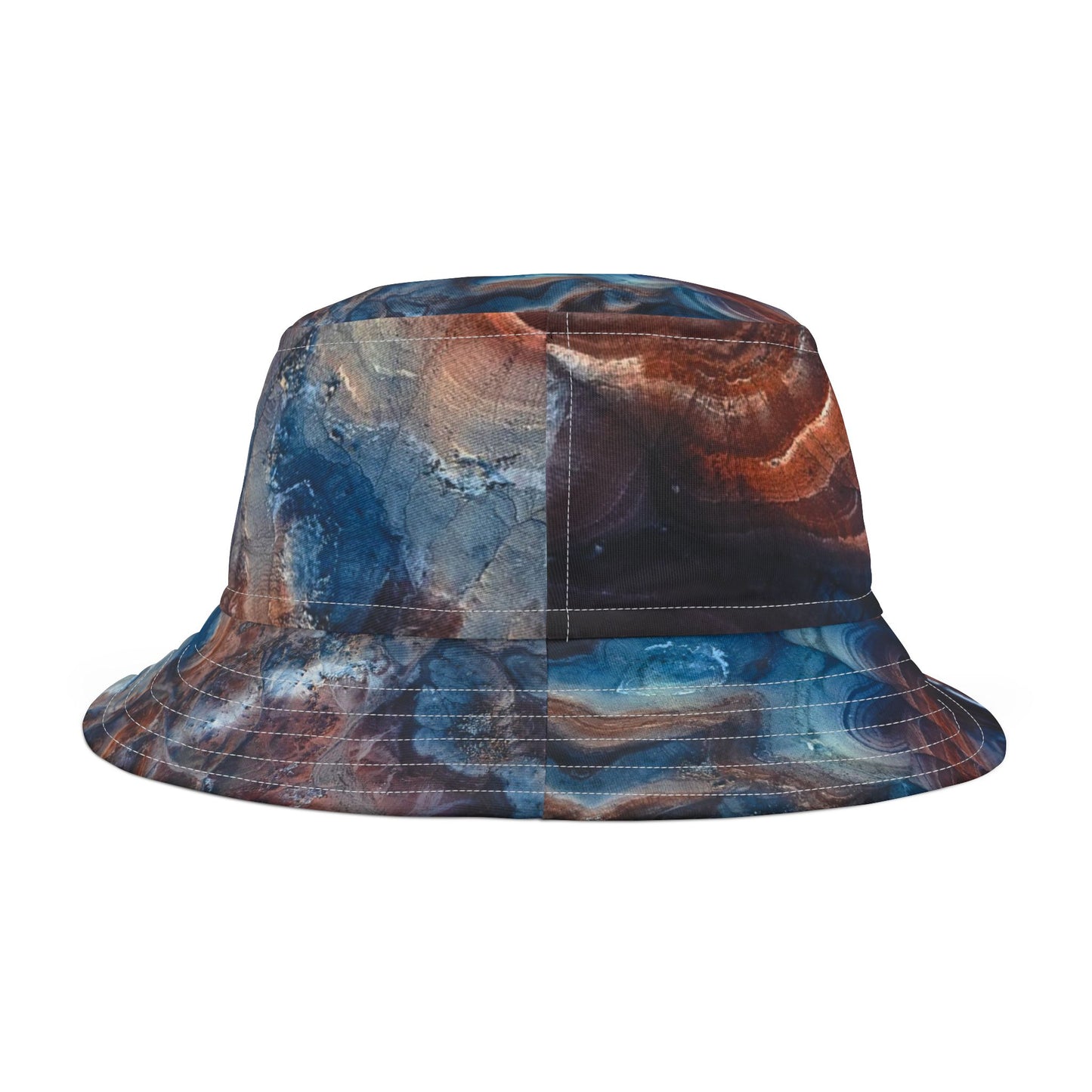 Bentonite Hills, Utah, Abstract Agate Print Bucket Hat — Colorful Swirl Pattern