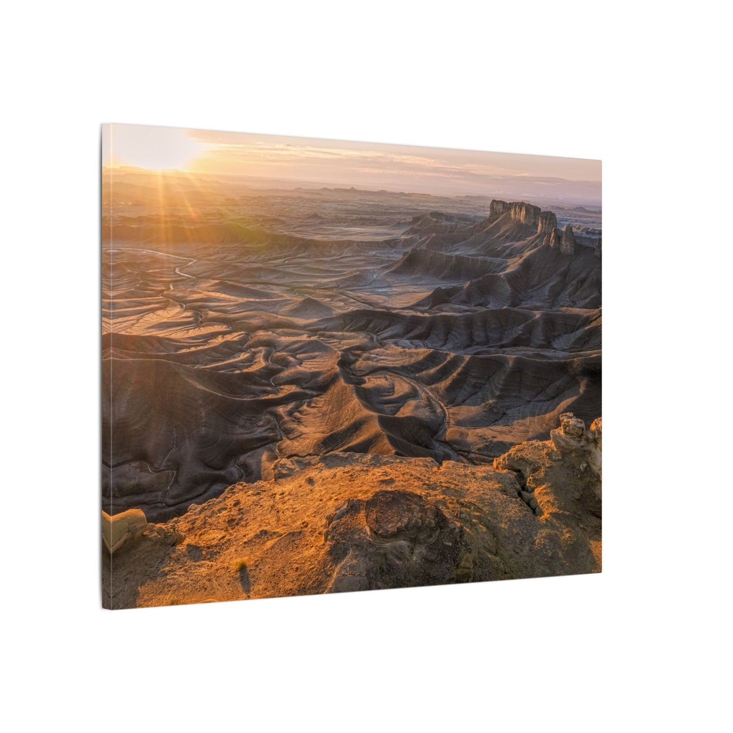 Moonscape Overlook, Utah - Desert Sunrise Landscape Matte Canvas Print — Stretched Wall Art