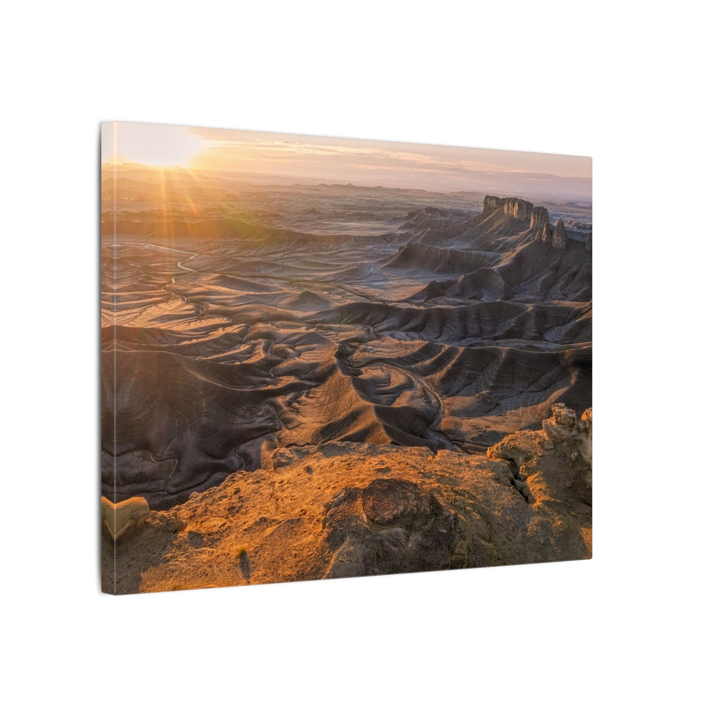 Moonscape Overlook, Utah - Desert Sunrise Landscape Matte Canvas Print — Stretched Wall Art