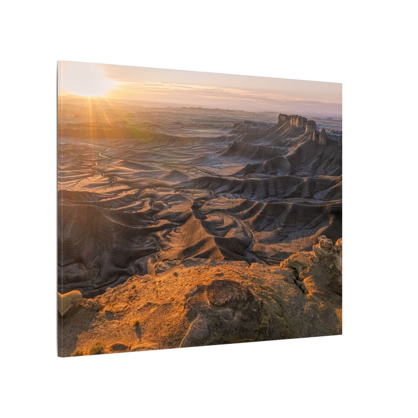 Moonscape Overlook, Utah - Desert Sunrise Landscape Matte Canvas Print — Stretched Wall Art