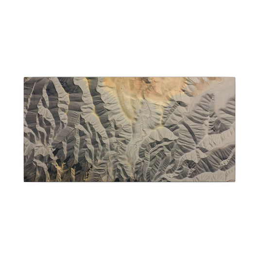 Abstract Aerial Badlands Landscape Matte Canvas Print — Neutral Geometric Wall Art